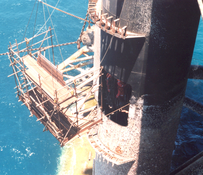 Lifting prefabricated scaffolding onto the Sedco 702.jpg