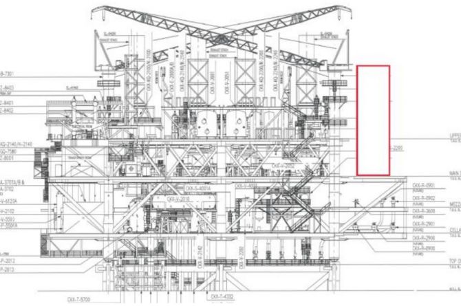 Details of the platform deck space.